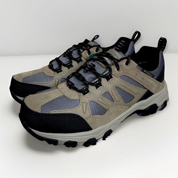 Skechers Selmen Enago Men 8.5 Hiking Shoes Tan Brown Black Waterproof Relaxed